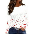 thumbnail image 1 of TKLPEHG Valentines Day T Shirts for Women Casual Round Neck Long Sleeve Heart Print Graphic Tee Comfy Pullover (Red,M), 1 of 7