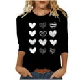 thumbnail image 1 of TKLPEHG Valentines Shirts for Women 3/4 Sleeve Tops Crewneck Valentines Day T Shirts Soft Cute Heart Print Lover Gift Tops (Black,XL), 1 of 5