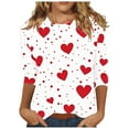 thumbnail image 1 of TKLPEHG Valentines Shirts for Women 3/4 Sleeve Tops Crewneck Valentines Day T Shirts Soft Cute Heart Print Lover Gift Tops (White,XXXL), 1 of 5