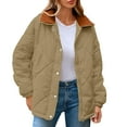 thumbnail image 1 of TKLPEHG Warm Coats for Women Winter Casual Quilted Jackets Fashion Comfy Long Sleeve Zipper Warm Padded Outwear (Khaki,M), 1 of 9