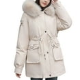 thumbnail image 1 of TKLPEHG Winter Coats for Women Fleece Lined Thicken Jackets Oversized Long Sleeve Waterproof Hooded Parka Jacket (White,XXXL), 1 of 4