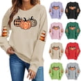 thumbnail image 1 of TKLPEHG Womans Thanksgiving Sweatshirts Plaid Polka Dots Pumpkin Graphic Sweatshirt Fall Fashion Crew Neck Holiday Tops Long Sleeve Casual Pullover (Black,S), 1 of 6