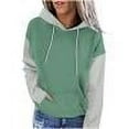 thumbnail image 1 of TKLPEHG Women Hoodies Drawstring Hooded Sweatshirt with Pockets Long Sleeve Classic Color Block Patchwork Lightweight Fashion Casual Loose Pullover (Green,S), 1 of 6
