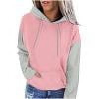 TKLPEHG Women Hoodies Drawstring Hooded Sweatshirt with Pockets Long Sleeve Classic Color Block Patchwork Lightweight Fashion Casual Loose Pullover (Pink,S)