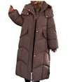 thumbnail image 1 of TKLPEHG Women Jacket Winter Thickened Long Down Jacket Parka Warm Overcoat Hooded Puffer Jacket Outerwear with Pockets (Coffee,L), 1 of 9