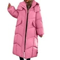 thumbnail image 1 of TKLPEHG Women Jacket Winter Thickened Long Down Jacket Parka Warm Overcoat Hooded Puffer Jacket Outerwear with Pockets (Pink,XL), 1 of 9