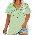 thumbnail image 1 of TKLPEHG Women Plus Size Tops St. Patricks Day Shirts V Neck Short Sleeve Tshirts Oversized Shamrock Print T Shirt (Green,XXL), 1 of 5