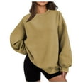 thumbnail image 1 of TKLPEHG Women'S Sweatshirts Crew Neck Sweatshirt Pullover Casual Classic Solid Color Fashion Long Sleeve Lightweight Loose Pullover (Coffee,XL), 1 of 7