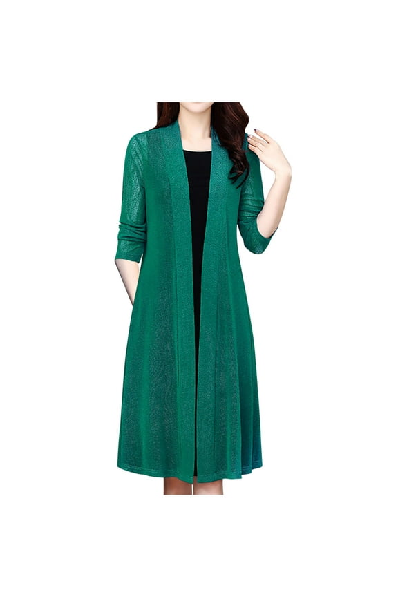 Women Sheer Sunscreen Clothing Cardigan Summer Lightweight Long Sleeve Open Front Loose Cover Up Casual Blouse Top (Green,XXXXXL)