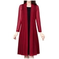 thumbnail image 1 of TKLPEHG Women Sheer Sunscreen Clothing Cardigan Summer Lightweight Long Sleeve Open Front Loose Cover Up Casual Blouse Top (Wine,XXXL), 1 of 3