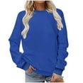 thumbnail image 1 of TKLPEHG Women Sweatshirts Crew Neck Sweatshirt Pullover Loose Fashion Long Sleeve Classic Solid Color Casual Lightweight Pullover (Blue,XXL), 1 of 7
