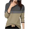 TKLPEHG Women Tops Dressy Casual Crew Neck Pullover Tops Lightweight Loose Classic Color Block Patchwork Long Sleeve Fashion Leisure Comfy Comfy Pullover (Khaki,XL)