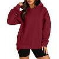 TKLPEHG Women Tops Dressy Casual Hooded Swatshirts Fashion Long Sleeve Classic Solid Color Loose Lightweight Leisure Comfy Comfy Pullover (Red,L)