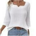 thumbnail image 1 of TKLPEHG Women Tops Dressy Casual Square Neck Tunic Tops Loose Leisure Comfy Long Sleeve Classic Solid Color Fashion Lightweight Blouse (White,S), 1 of 7