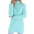 thumbnail image 1 of TKLPEHG Women Tunic Tops Thin Fleece Thermal Soft Winter Clothes Ladies Long Sleeve Tops High Neck Solid Color Spring Soft Lightweight Pullover (Z01_Light Blue,M), 1 of 6