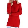 thumbnail image 1 of TKLPEHG Women Tunic Tops Thin Fleece Thermal Soft Winter Clothes Ladies Long Sleeve Tops High Neck Solid Color Spring Soft Lightweight Pullover (Z01_Red,S), 1 of 6