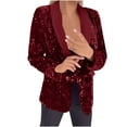 thumbnail image 1 of TKLPEHG Women's Evening Sparkle Sequins Open Front Balzers V Neck Long Sleeve Business Casual Blazer Jackets (Red,XXXL), 1 of 6
