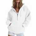 thumbnail image 1 of TKLPEHG Women's Half Zip Hoodies Long Sleeve Thin Fleece Sweatshirt Athletic Workout Hoodie Casual Fall Outfits with Pockets (White,L), 1 of 4