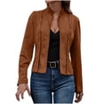thumbnail image 1 of TKLPEHG Women's Leather Cropped jackets Casual Vintage Zip Up Stand Collar Motorcycle Short Coat Jacket (Brown,M), 1 of 8