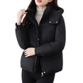 thumbnail image 1 of TKLPEHG Women's Puffer Jacket Winter Warm Cropped Puffer Coat Long Sleeve Hooded Down Jacket Casual Thickened Coats with Pockets Outerwear (Black,L), 1 of 9