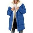 thumbnail image 1 of TKLPEHG Women's Puffer Jackets Zipper Long Sleeve Button Hooded Down Jacket Sherpa Fleece Lined Thickened Jacket Winter Warm Down Coat (Blue,XXL), 1 of 9