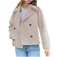 thumbnail image 1 of TKLPEHG Women's Short Woolen Jackets Double Breasted Cropped Woolen Trench Coat Lapel Winter Wool Blend Blazer Jackets (Beige,M), 1 of 6