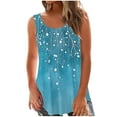 thumbnail image 1 of TKLPEHG Women's Summer Casual Fashion Print Tank Top Sleeveless Round Neck Loose Tops Fashion Clothes (Light Blue,XXL), 1 of 5