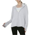 thumbnail image 1 of TKLPEHG Women's Sun Protection Jacket Zipper Hooded Cooling Shirt with Pockets Solid Color Long Sleeve Hiking Outdoor Performance (Gray,Free Size), 1 of 4