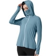 thumbnail image 1 of TKLPEHG Women's Sun Protection Outdoor Lightweight Full Zip Hoodie Jacket Long Sleeve Running Hiking Performance Shirt (Sky Blue,XL), 1 of 8