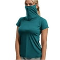 thumbnail image 1 of TKLPEHG Women's Sun Protection Short Sleeve Face Cover Blouse Sun Shirts Summer Casual Outdoor Hiking Tops (Army Green,M), 1 of 7