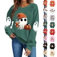 thumbnail image 1 of TKLPEHG Women's Sweatshirts Halloween Long Sleeve Cute Ghost Pumpkin Graphic Sweatshirt Crew Neck Fall Fashion Casual Pullover (White,XS), 1 of 6