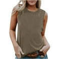thumbnail image 1 of TKLPEHG Women's Tank Tops Crewneck Basic Tank Tops Lightweight Comfy Sleeveless T Shirts Loose Classic Solid Color Fashion Casual Blouses (Khaki,XL), 1 of 6