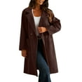 thumbnail image 1 of TKLPEHG Women's Trench Coat Double Breasted Winter Coats Notched Collar Wool Mid-Long Peacoats for Women Fall Winter (Brown,XXL), 1 of 8