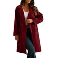 thumbnail image 1 of TKLPEHG Women's Trench Coat Double Breasted Winter Coats Notched Collar Wool Mid-Long Peacoats for Women Fall Winter (Wine,XL), 1 of 8