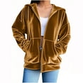 thumbnail image 1 of TKLPEHG Women's Velour Hooded Jacket Casual Long Sleeve Hoodies Coats Full Zip Up Outerwear Soft Warm Velvet Jacket with Pockets (Gold,S), 1 of 6