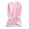 thumbnail image 1 of TKLPEHG Women's Winter Warm Fleece Lined Tops Solid Color Casual Crewneck Sweatshirt Pullover Loungewear Tunic Tops (Pink,XXL), 1 of 7