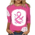 thumbnail image 1 of TKLPEHG Womens Breast Cancer Shirts 3/4 Sleeve Tops Pink Ribbon Graphic Tee Casual Round Neck Casual Fall Clothes (Z02_Pink,XL), 1 of 4