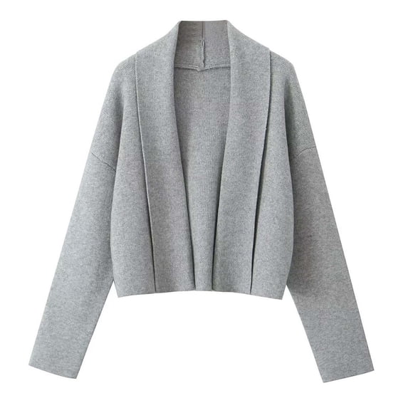 TKLPEHG Womens Cropped Cardigan Coats Open Front Shawl Fall Trendy Long Sleeve Sweater Jacket (Dark Gray,M)