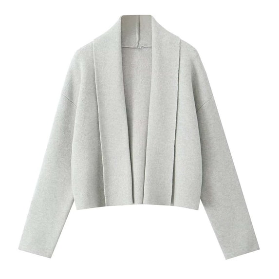 TKLPEHG Womens Cropped Cardigan Coats Open Front Shawl Fall Trendy Long Sleeve Sweater Jacket (Gray,L)