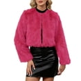 thumbnail image 1 of TKLPEHG Womens Cropped Coats Short Fleece Jackets Fashion Long Sleeve Open Front Coat Casual Overcoats Fall Winter Outerwear (Hot Pink,XL), 1 of 5