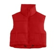 thumbnail image 1 of TKLPEHG Womens Cropped Puffer Waistcoat Casual Padded Down Stand Collar Zip Coats Sleeveless Outwear Jacket Waistcoat (Red,S), 1 of 8