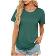 thumbnail image 1 of TKLPEHG Womens Dressy Tops Fashion Summer Short Sleeve T Shirts Lightweight Solid Color Loose Casual Round Neck Tshirts Going Out Tops Blouses(Green,L), 1 of 8