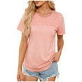 thumbnail image 1 of TKLPEHG Womens Dressy Tops Fashion Summer Short Sleeve T Shirts Lightweight Solid Color Loose Casual Round Neck Tshirts Going Out Tops Blouses(Pink,M), 1 of 7