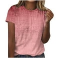 thumbnail image 1 of TKLPEHG Womens Dressy Tops Short Sleeve T Shirts Crew Neck Casual Comfy Loose Fashion Print Graphic Tee Summer Fashion Outfits (Pink,M), 1 of 4