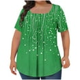 thumbnail image 1 of TKLPEHG Womens Dressy Tops Short Sleeve T Shirts Square Neck Pleated Oversized Tee Shirt Fashion Casual Loose Fashion Print Graphic Tee Summer Comfy Blouses (Green,XXL), 1 of 5
