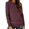 thumbnail image 1 of TKLPEHG Womens Fall Tops Casual Basic Crew Neck Long Sleeve Shirts Solid Color Comfy Dressy Blouses Elegant Workout Tunic Tops (Wine,XL), 1 of 8