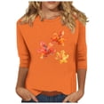 thumbnail image 1 of TKLPEHG Womens Fall Tops Thanksgiving 3/4 Sleeve Tunic Tops Fall Funny Graphic Tee Round Neck Casual Fashion Colthes (Orange,XL), 1 of 4