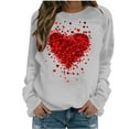 thumbnail image 1 of TKLPEHG Womens Heart Sweatshirt Valentines Day Casual Dressy Crewneck Sweatshirt Raglan Sleeve Loose Lightweight Long Sleeve Heart Print Graphic Tops Pullover (White,XL), 1 of 5