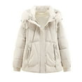 thumbnail image 1 of TKLPEHG Womens Hooded Puffer Jacket Winter Parka Warm Long Sleeve Zip Up Thick Coat Casual Wear Jacket (White,XL), 1 of 6