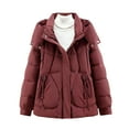 thumbnail image 1 of TKLPEHG Womens Hooded Puffer Jacket Winter Parka Warm Long Sleeve Zip Up Thick Coat Casual Wear Jacket (Wine,XXL), 1 of 3